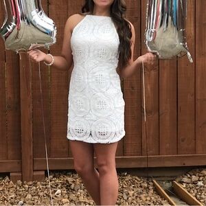 Forever 21 White Lace Halter Mini Dress